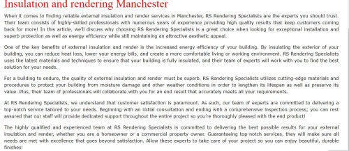 RS Rendering Specialists is composed of remarkably knowledgeable and skilled professionals who are dedicated to bringing you the best results from external rendering services.

https://rs-renderingspecialists.co.uk/external-insulation-and-render-manchester/